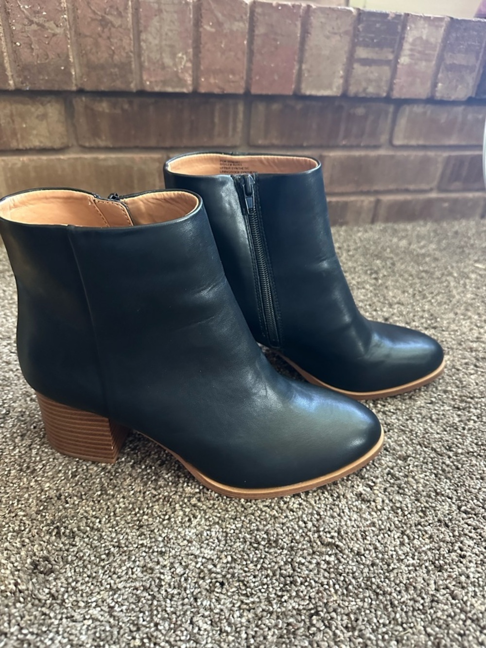 J. Crew Black Leather Block Heel Ankle Boots Booties Size 9